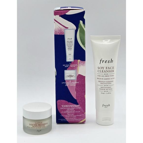 Fresh Soy Face Cleanser & Lotus Moisturizer Trial Set + Full Soy Cleanser 5oz - Picture 2 of 6